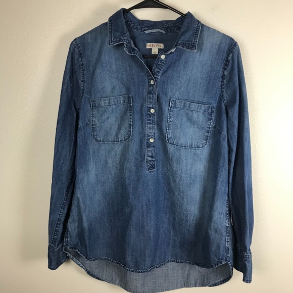 Merona Tops - 3/$20 Merona Chambray Popover Top Size L